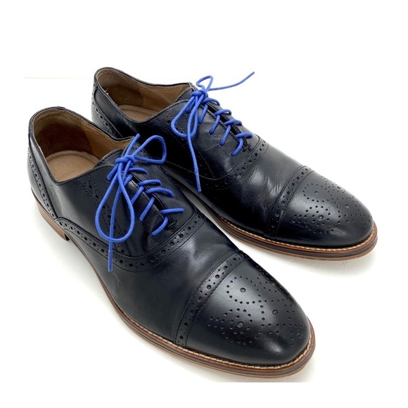 Johnston & Murphy Conard Cap toe Oxford Casual Shoes Black with Blue Lace - Picture 10 of 12